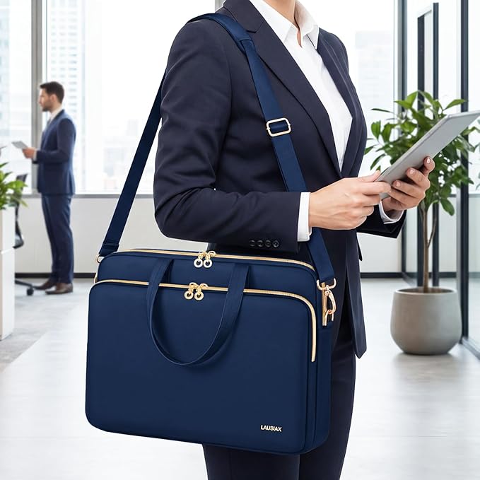 Laptop Case Bag Women Men Computer Sleeve Compatible with MacBook/Dell/HP/Acer/ASUS, Waterproof Shoulder Carrying Briefcase, Blue, 15.6-16 Inch