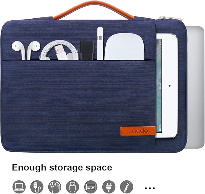 Lacdo 360° Protective Laptop Sleeve Case for 14 inch MacBook Pro M5 Pro/Max A3426 A3427 (2026), M5/M4/M3/M2/M1 A3434 A3112 A3401 A3185 A2918 A2992 | 13.8 inch Surface Laptop 7th Computer Bag, Blue