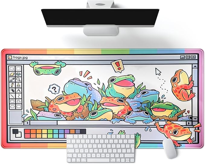 Frogs Mouse Pad Large Gaming Mousepad XXL Cool Frogs Desk Mat Cute Extended Desk Pad Computer Laptop Keyboard Pad Long Big Mouse Mat Desk Decor Accessories 31.5x15.7 in