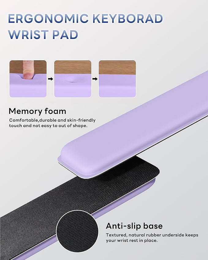 Laborio Computer Keyboard Stand for Desktop, Keyboard Wrist Rest Holder Stand for Easy Typing with Wrist Pad for Office Desk, Home, School(Purple)
