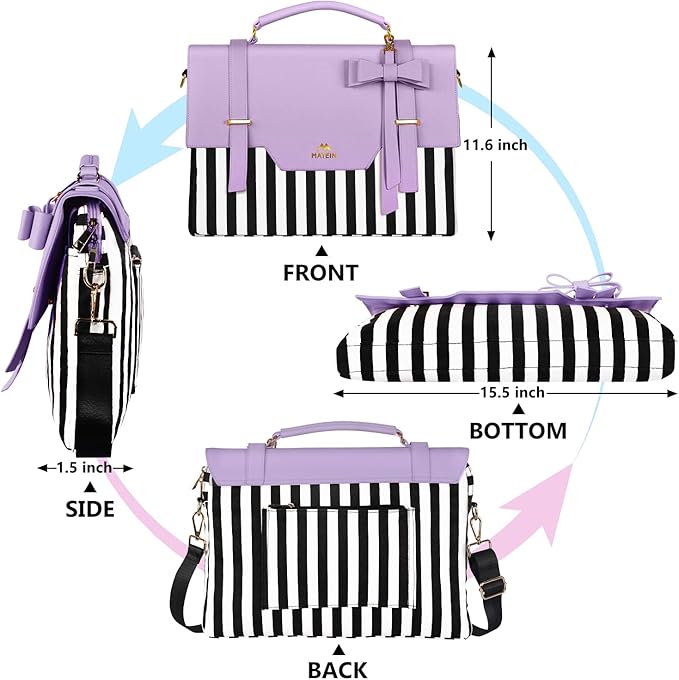 MATEIN Laptop Tote Bag for Women, 15.6 inch Cute Computer Sleeve Case Briefcase with RFID Pocket for Nurse Teacher, Lightweight Messenger Carrying Shoulder Handbag, Sister Gift for Office Work, Purple