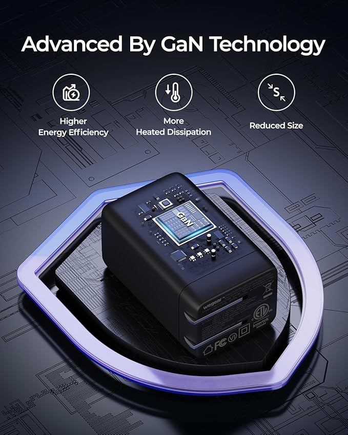 67W USB C Charger, 3-Port GaN Fast Charging Block with Foldable Plug, Compatible with MacBook Pro/Air, iPad Pro, iPhone 16/15/Pro, Galaxy S25/S24, Note20, Pixel, Apple Watch, (Black)