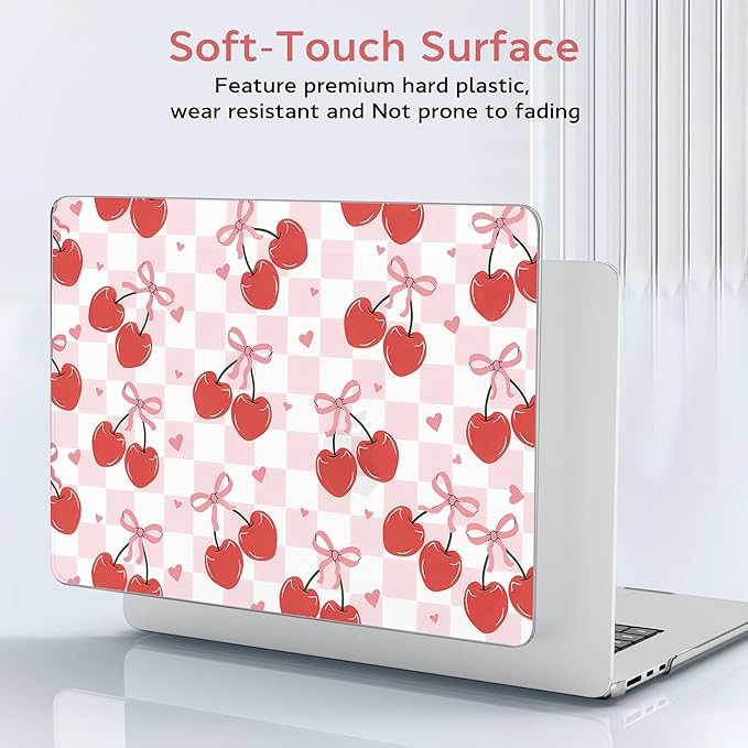 B BELK Compatible with MacBook Air 13 inch Case M5 2026 2025 2024-2022 M4 M3 M2 A3449 A3240 A3113 A2681, Plastic Hard Shell+Keyboard Cover+Screen Protector for MacBook Air 13.6 inch Case, Cherry Bow