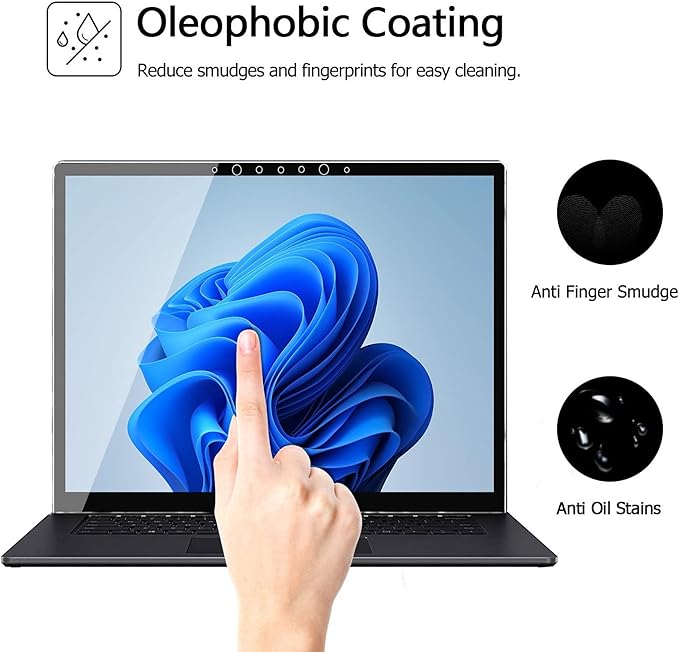 Megoo Screen Protector for Surface Laptop 6/5 13.5 Inch,Tempered Glass/Easy Installation/Ultra Clear/Round Edge, Compatible for Microsoft Surface Laptop 4/3/2/1, 2-Pack