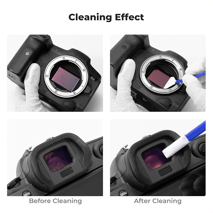 K&F CONCEPT 2-1 24mm Full Frame Sensor Cleaning Swab, Viewfinder Cleaning Swab, with 20ml Sensor Cleaner, DSLR Camera CMOS and CCD Sensor Cleaning Swab Kits Compatible with Nikon Sony Canon Camera - Image 8