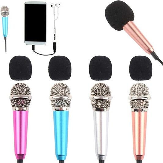 LOCOLO 4Pcs Mini Microphone Mini Karaoke Microphone for Voice Recording Portable Microphone Chatting and Singing Compatible with Smartphone iPhone iPad Laptop