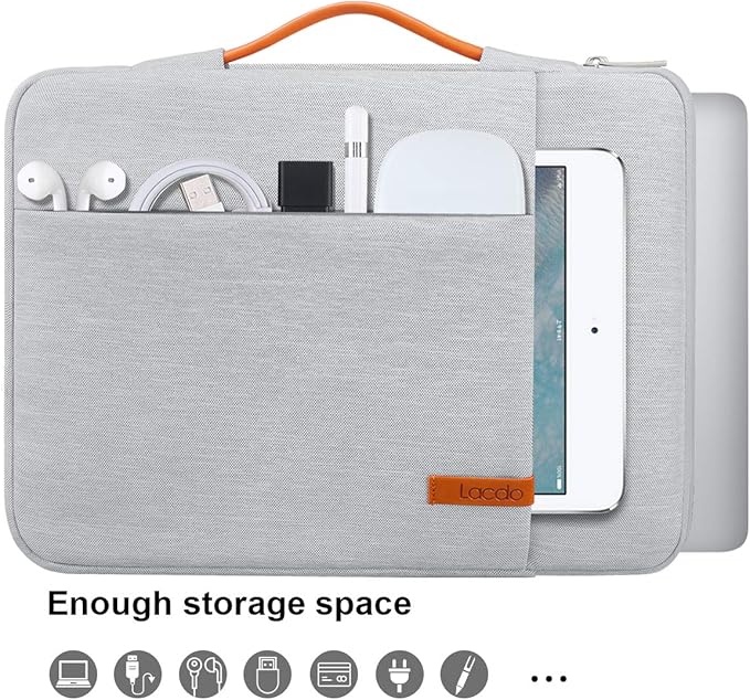 Lacdo 360° Protective Chromebook Case 11 Inch Laptop Sleeve for 11 Inch Acer HP Dell Samsung ASUS Chromebook Spin 311, 13 Inch Microsoft Surface Pro 11th Copilot+PC/10/9/8/X Computer Bag, Gray