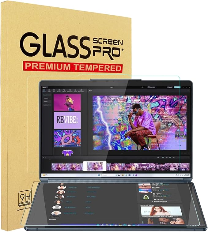YINOVEEN 2 Pack Tempered Glass Screen Protector for 2025 New Lenovo Yoga Book 9i Dual (14IAH10) 2-in-1 14 inch Laptop, 9H Hardness, Anti-Scratch