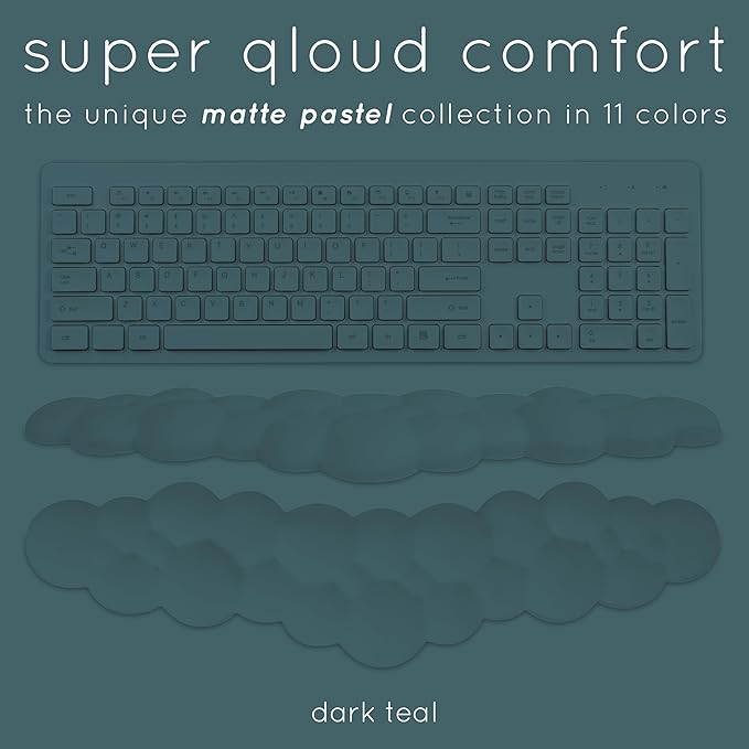 Create-ables Qloud Cloud Wrist Rest Keyboard Wrist Rest for Computer Keyboard Pad, Cloud Keyboard Wrist Rest, Wrist Pad for Keyboard, Memory Foam, Non Slip Base, Comes with Mouse Pad - Dark Teal