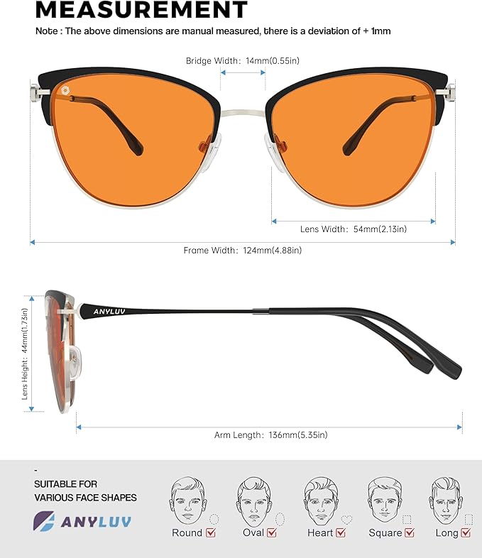 ANYLUV Blue Light Glasses for Woman Men, Womens Blue Light Blocking Glasses Computer Glasses Anti Eyestrain