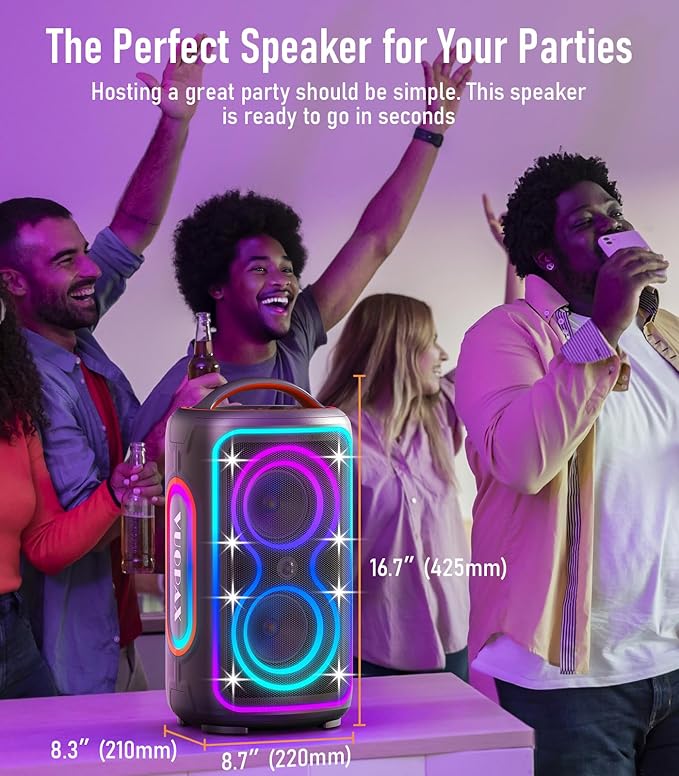 Portable Bluetooth Speaker, 240W Peak Powerful Loud Sound Party Speakers Bluetooth Wireless, Bass Boost/24H Playtime/Fast Charge/RGB Lights/TWS/ IP65 Waterproof Outdoor Speaker for Party, Beach