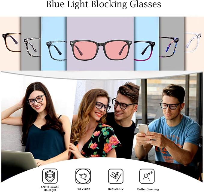 MAXJULI FL-41 Rose Blue Light Blocking Glasses for Photophobia Light Sensitivity,for Computer Gaming, Screen Fatigue & UV Protection (Black/FL-41 Rose)