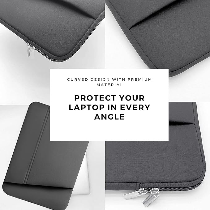 TEDNETGO Laptop Case, 15.6 inch Laptop Sleeve, Sturdy 15 inch HP Computer Bag, Lenovo Computer Briefcase Carrying Cover Case 16 inch Neoprene Bag with Pockets for Dell Asus Gifts for Women Men, Grey