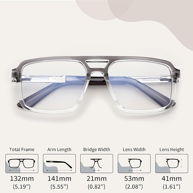 FEISEDY Retro Aviator Blue Light Glasses for Men Women Square Frame Computer Reading/TV/Phones Glasses B0209