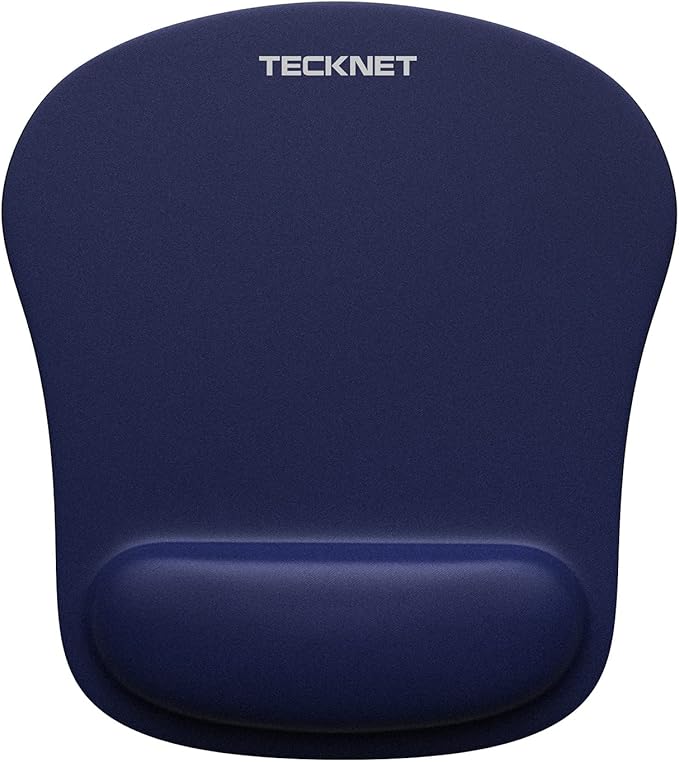 TECKNET Mouse Pad with Wrist Support, Ergonomic Gaming Mouse Pad Pain Relief, Portable Comfortable Mousepad for Computer, Laptop, Office, Home and Travel, Non-Slip Base, Waterproof Surface, Blue
