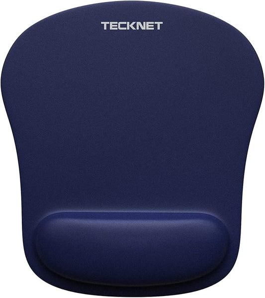 TECKNET Mouse Pad with Wrist Support, Ergonomic Gaming Mouse Pad Pain Relief, Portable Comfortable Mousepad for Computer, Laptop, Office, Home and Travel, Non-Slip Base, Waterproof Surface, Blue