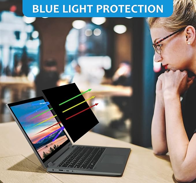 FILMEXT 14 Inch Laptop Privacy Screen Compatible with Lenovo Hp Dell Acer Asus Thinkpad Envy Xps -16:10 Aspect Ratio, Removable computer laptop privacy screen filter anti-blue light Anti Spy Shield