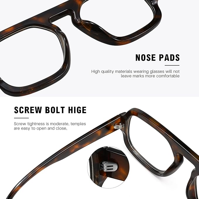 MEETSUN Oversized Retro Square Aviator Computer Blue Light Blocking Glasses for Women Men Fashion Fake Eyeglasses