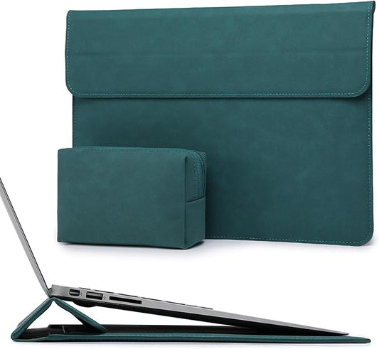 HYZUO 13.3-14 Inch Laptop Sleeve Case with Stand Feature for MacBook Pro 14 M5/M4/M3/M2/M1 2026-2021, MacBook Pro/Air 13.3, 13.5" 13.8" Surface Laptop, HP Spectre X360 13/14, Dark Green