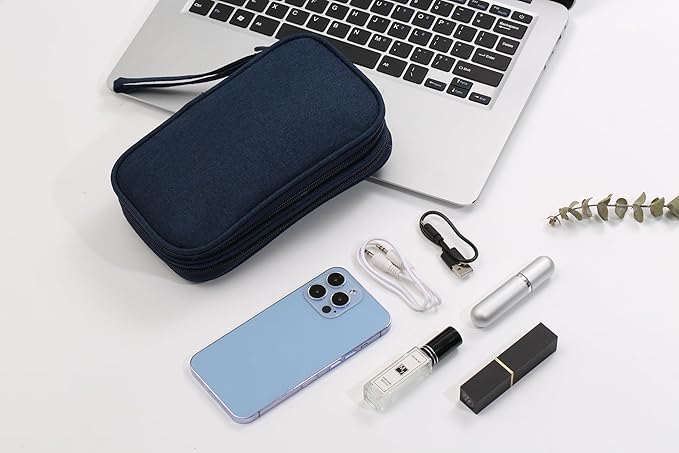 Yiasangly Electronic Organizer Bag, Waterproof Portable Travel Cable Storage Bag, Multifunctional Cord Storage Case for USB Drive, Dard Drive, Power Bank, Charger, Mouse, USB Cable, Headphones - Blue