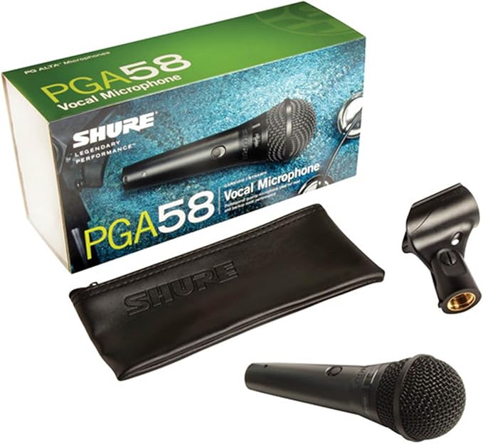 Shure PGA58 Dynamic Microphone - Handheld Mic for Vocals with Cardioid Pick-up Pattern, Discrete On/Off Switch, Stand Adapter and Zipper Pouch, No Cable (PGA58-LC)