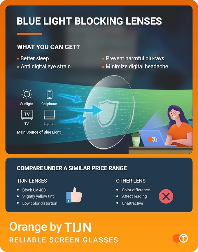 TIJN Blue Light Blocking Glasses for Women Men Square Frame Nerd Eyeglasses Anti Blue Ray Computer Screen Glasses