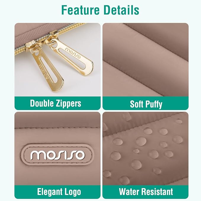 MOSISO Laptop Case 13.3 inch,13-13.3 inch Puffy Laptop Sleeve Compatible with MacBook Air 13.6 M5 M4 M3 M2 M1/Neo/Pro 13/14,HP Dell ASUS Lenovo,Polyester Horizontal Bag with Small Case, Brown | 13.3 inch, Polyester, Horizontal Bag, with Small Case, Brown