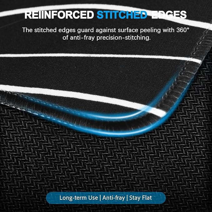 Large Mouse Pad, Waterproof Gaming Mousepad with Non-Slip Rubber Base, Stitched Edges, XXL Computer Long Keyboard Mouse Mat for Gamer, Office & Home, 31.5" x 15.7", Black White Lines