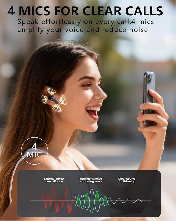 Wireless Earbuds with Active Noise Cancelling,140-Hour Long Battery Life Bluetooth 5.4 Ear Buds,Multi-Device Pairing,Enhanced Clear Call,Deep Bass Stereo In Ear Headphone