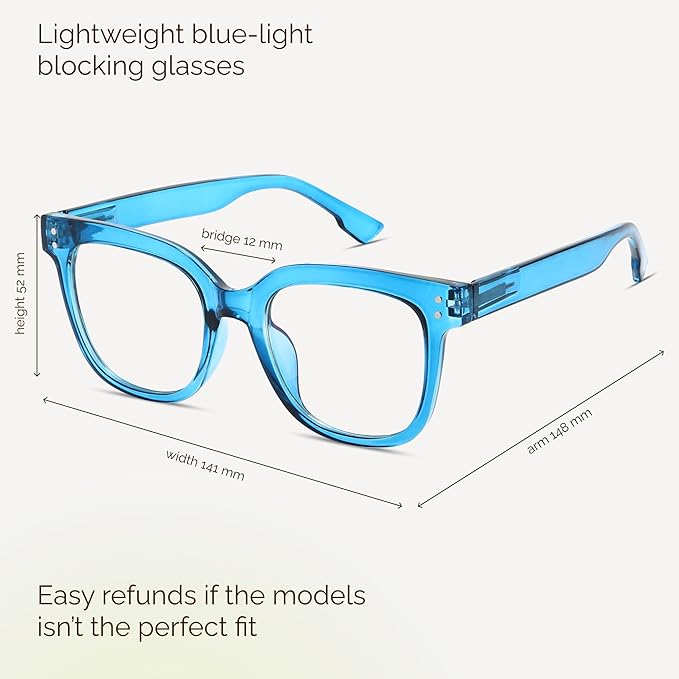 miyya Blue Light Glasses for Women & Men – Oversized UV & Blue Light Blocker Chunky Frames, All-Day Comfort, Stylish Eyewear
