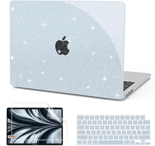 B BELK Compatible with MacBook Air 13 inch Case M5 2026 2025-2022 M4 M3 M2 A3449 A3240 A3113 A2681, Plastic Hard Shell+Keyboard Cover+Screen Protector for MacBook Air 13.6 inch Case, Sparkly Sky Blue