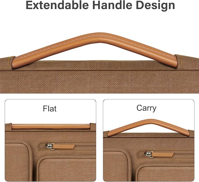 MOSISO 360 Protective Laptop Case 16 inch, 15-15.6 inch Laptop Sleeve Compatible with MacBook Pro 16, HP Acer Dell Lenovo ASUS, Side Open Carrying Case with 4 Zipper Pockets&Handle, Mocha