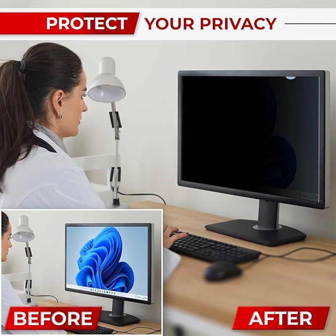 SightPro 21.5 Inch 16:9 Computer Privacy Screen Filter for Monitor - Privacy Shield and Anti-Glare Protector