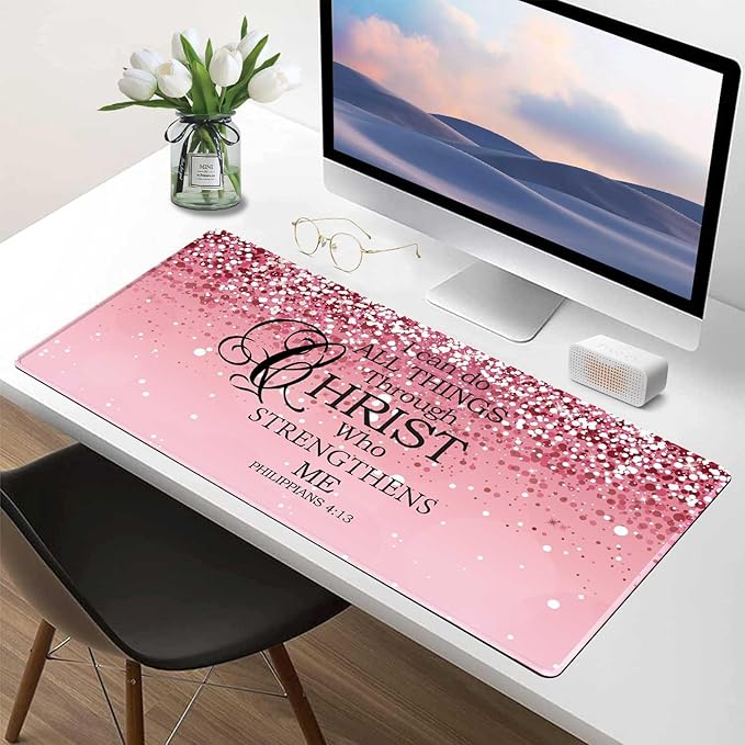 Large Pink Desk Mat Extended Mouse Pad, Cute Mousepad Desk Pad,Waterproof Durable Non-Slip Rubber Base Gaming Mousepad Desk Mat for Office/Home/Desktop,Pink Mouse Pad for Women