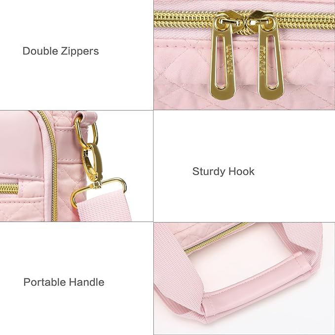 MOSISO 17-17.3 inch Laptop Bag, Laptop Briefcase Messenger Compatible with Dell, HP, Lenovo, Asus, Acer, Alienware, Square Quilted Computer Bag Work Office Business with 3 Pockets&Strap, Pink