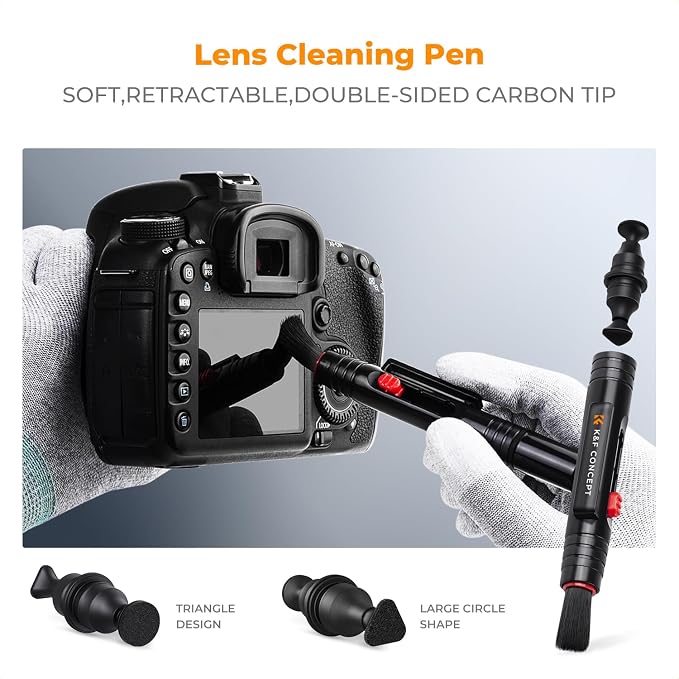 K&F Concept Professional Camera Cleaning Kit - Sensor Cleaner, APS-C & Full-Frame Swabs, Air Blower, Lens Brush, Gloves, Lens Cloths, Carry Case, Lens Cleaning Kit for FF DSLR & Mirrorless Cameras - Image 6