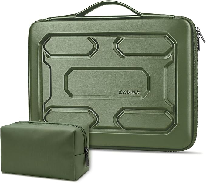 DOMISO Laptop Hard Case 15-16 inch Waterproof Shockproof Hard Shell Laptop Sleeve with Handle & Storage Pocket, Compatible with MacBook, HP, Dell, Green