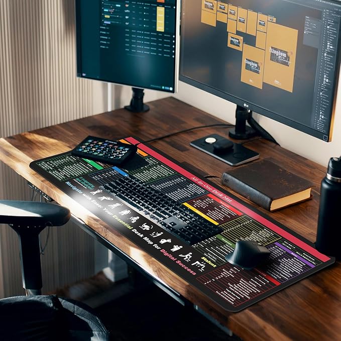 Excel/Word/Power Point Mouse pad Cheat Sheet Desk pad XXL (35.4"x15.7") Non-Slip Office, Gaming Desk Mat Over 200 Shortcuts Computer Desk Mat, Keyboard mat