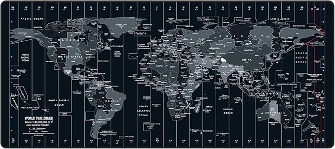 Large Mouse Pad 35.4x15.7 Inch World Map - XXL Gaming Desk Mat with Non-Slip Rubber Base, Stitched Edges | Keyboard and Mouse Pad for Gaming/Office | Portable Desk Pad