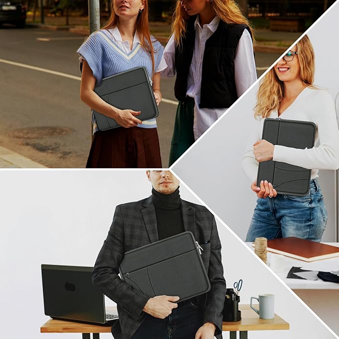 14 inch Laptop Case, Traveling Laptop Sleeve with Zippered Pocket, Shockproof Protective Carrying Briefcase Computer Bag for 14" MacBook Air/Pro, HP, Dell, Lenovo, Acer, Grey