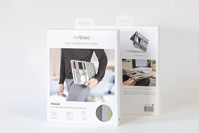 Beblau FOLD Portable TECH Organizer attachable to your Devices | Desk Sleeve | Gadget case | Working from Home Essentials | Laptop accessories | Backpack Insert | Portfolio |