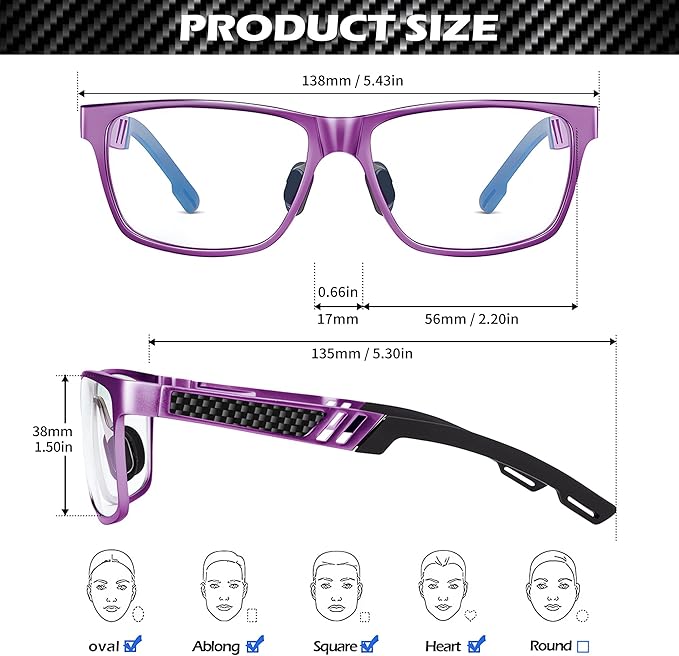 ANYLUV Blue Light Blocking Glasses Men Computer Gaming Glasses Lightweight Al-Mg Metal Anti Eyestrain Eye Protection