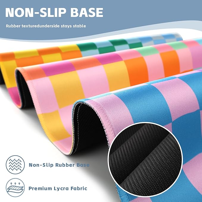 Baziabbo Checkered Desk Mat,XXL Extended Big Mouse Pad,Gaming Mousepad with Stitched Edge,Non-Slip Rubber Base Keyboard Desk Pad for Home Office Study Game