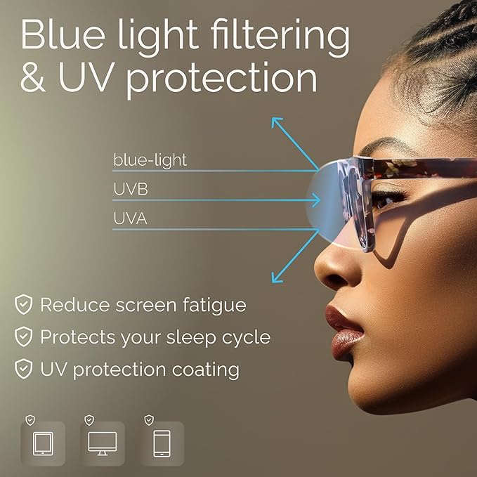 miyya Blue Light Glasses for Women & Men – Oversized UV & Blue Light Blocker Chunky Frames, Stylish Eyewear Accessories