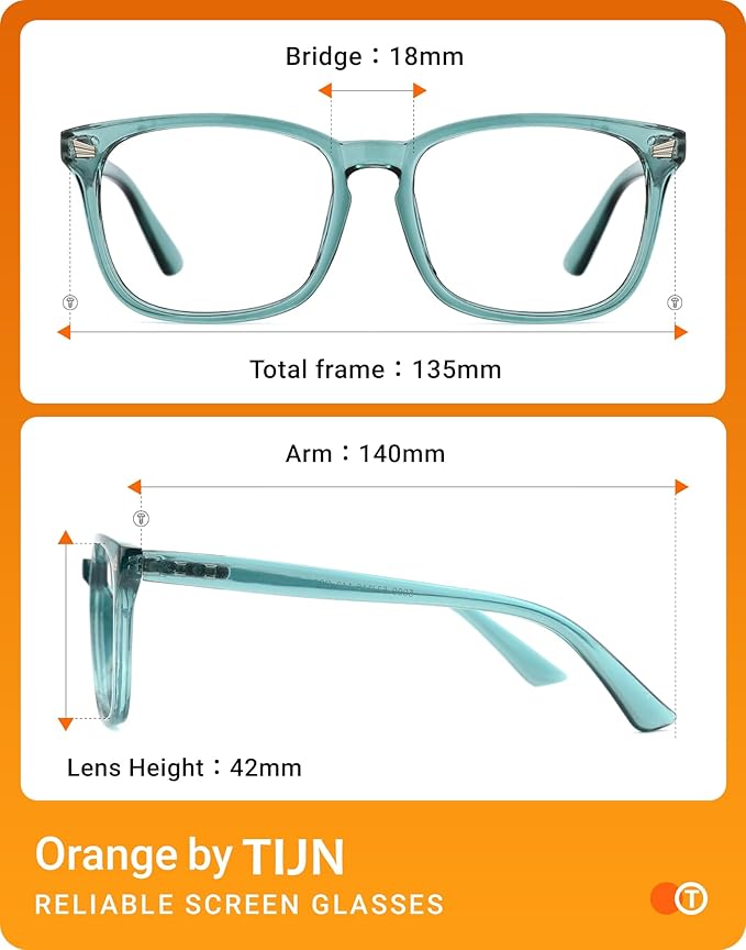 TIJN Blue Light Blocking Glasses for Women Men Square Frame Nerd Eyeglasses Anti Blue Ray Computer Screen Glasses