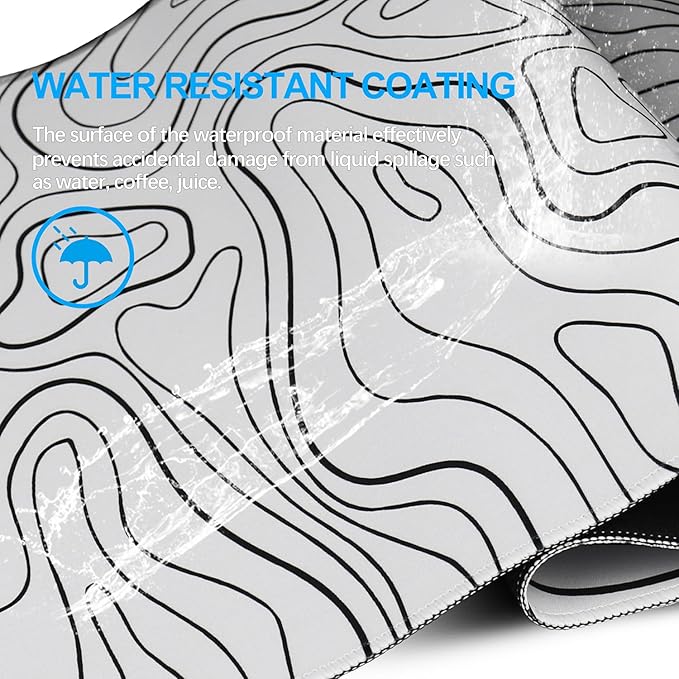 Gaming Mouse Pad, Large Pad with Non-Slip Rubber Base, Waterproof Mousepad with Stitched Edges, XXL Computer Long Keyboard Mouse Mat for Gamer, Office & Home, 31.5" x 15.7", White Black Lines