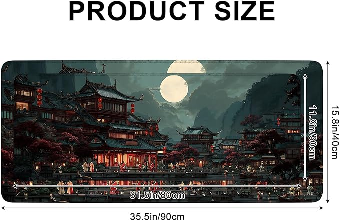 Mouse Pad, Large Anti-Slip with Stitched Edges Desk Mat Desktop Laptop Computer Desk Keyboard Mat,Table Protector Blotter Mat (Moon, 31.5" x 11.8")