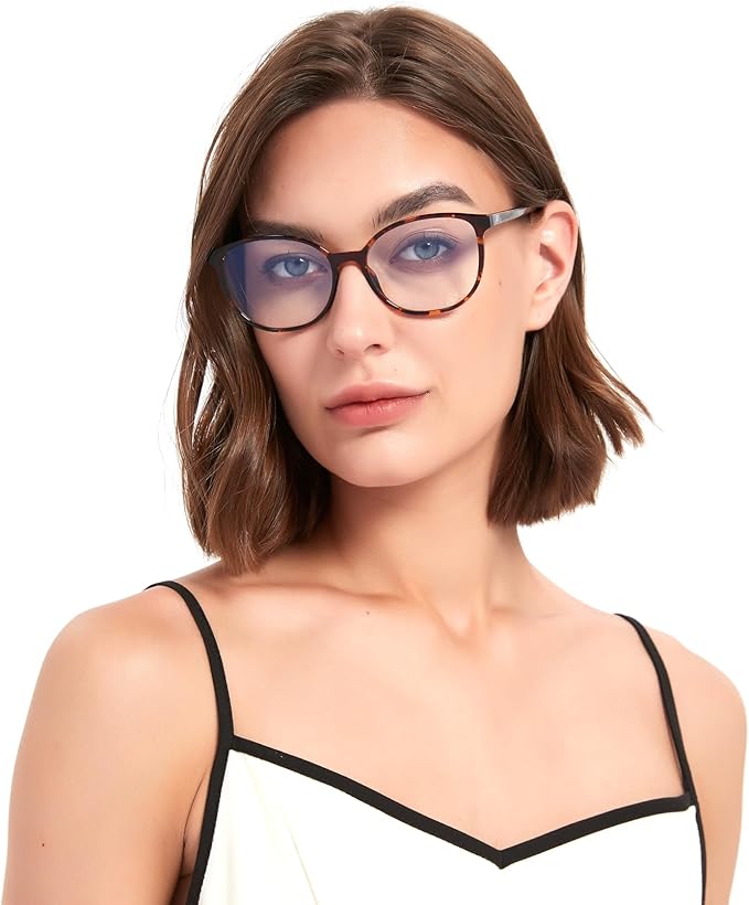 Women's Blue Light Blocking Glasses, TR90 Frame Computer Gaming Glasses Anti Eyestrain & UV Glare RF6208