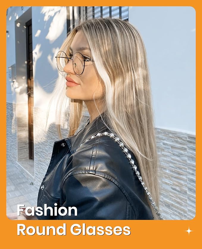 Cyxus Blue Light Glasses for Men and Women, Round Metal Frame Computer Eyeglasses for Office, Gaming, Reading 8090