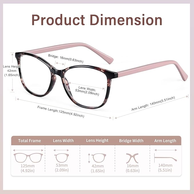 Madison Avenue Blue Light Blocking Glasses Anti Eyestrain UV Glare Blue Light Glasses for Women with Case, TV Phone Computer Gaming Eyeglasses (Pink Demi)